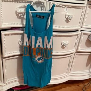 NFL Miami Dolphins Teal Tank Top with White and Orange Logo